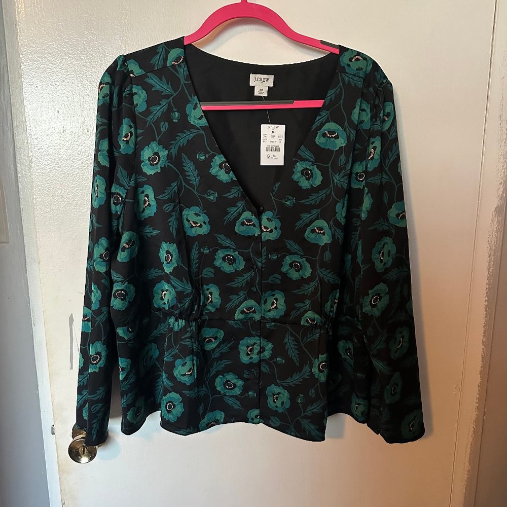J Crew Floral Silky Blouse